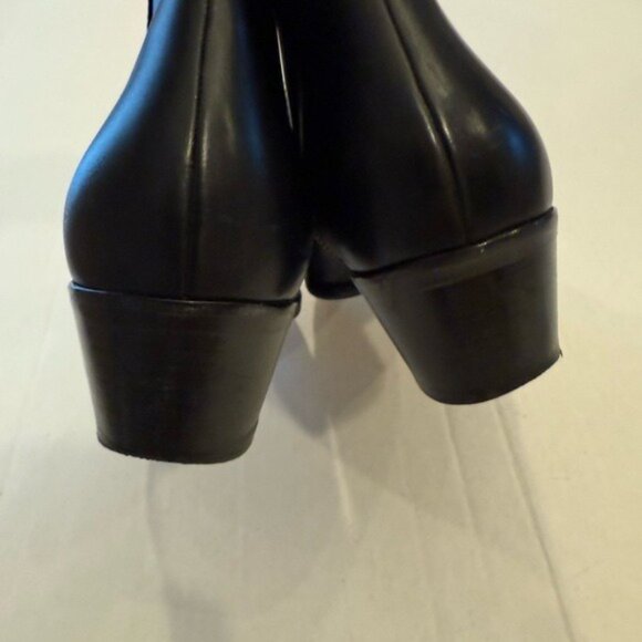J Crew Womens Size 9.5 Bootie Heeled Italian Leather Black Side Zip With Buckle - Picture 7 of 11